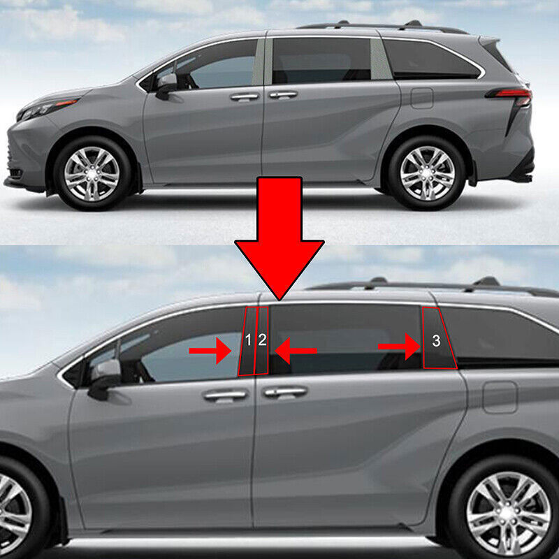 for Toyota for Sienna 2021-2023 Black B,C Pillar Posts Door Window Trim Cover Kit