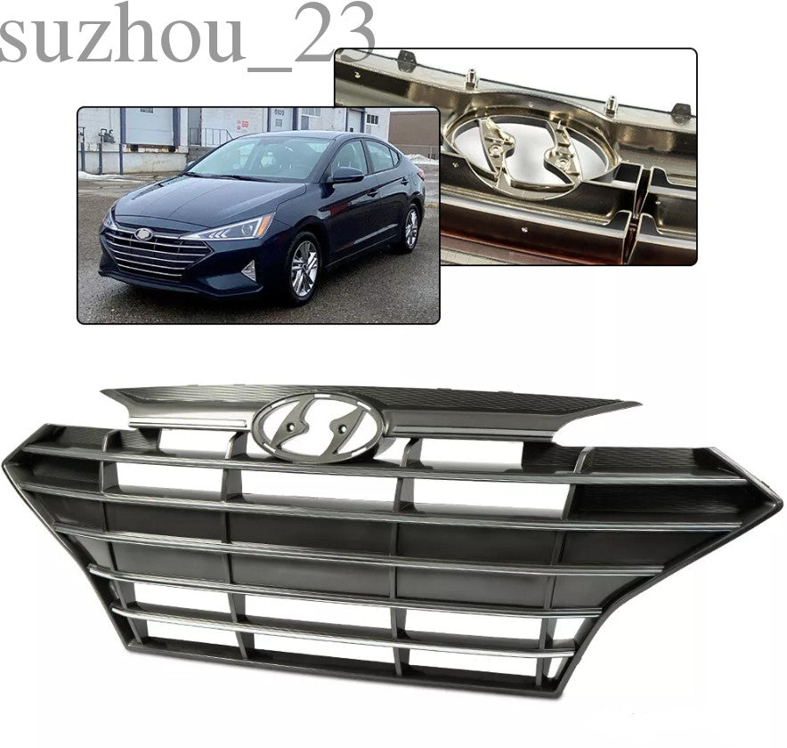 Fit For 2019 2020 for Hyundai for Elantra Front Upper Bumper Grille Black Chrome Trim