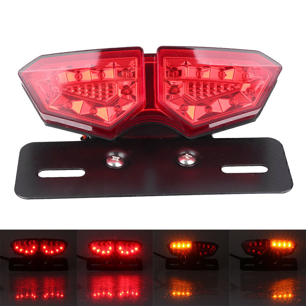 Motorbike Red License Plate Light Yellow Turn Signals Three In One Integrated