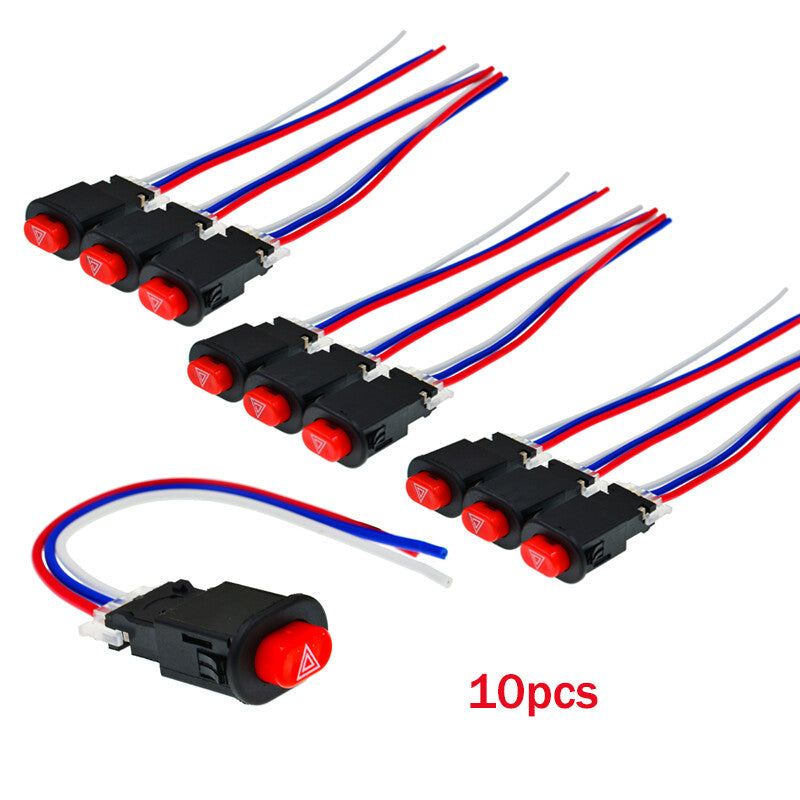 10pcs Motorcycle Light Switch Button with Dual Warning Emergency Light Flasher Switch n