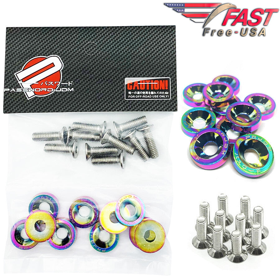 10-Piece Car Modification Code JDM Mudguard Washer Washer Gasket Engine Decoration Bolt Kit