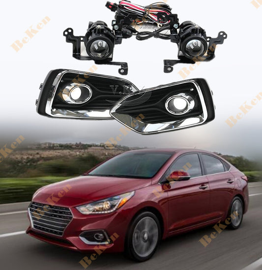 2019 2020 2021 for Hyundai Accent Bumper Fog Light Kit w/ Wiring Switch Bezel n