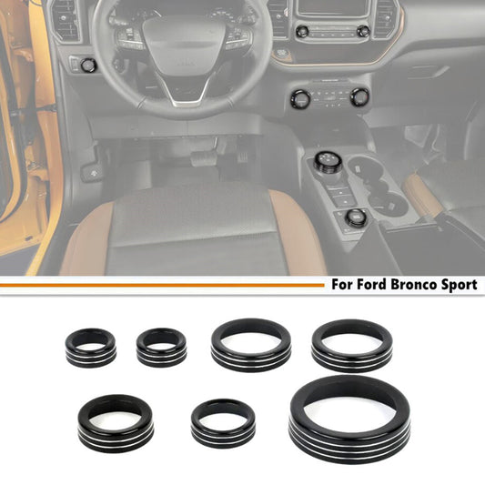 Car Inner Switch Knob Cover Trim  for ford  Bronco Sport 21-2024 Accessories Black