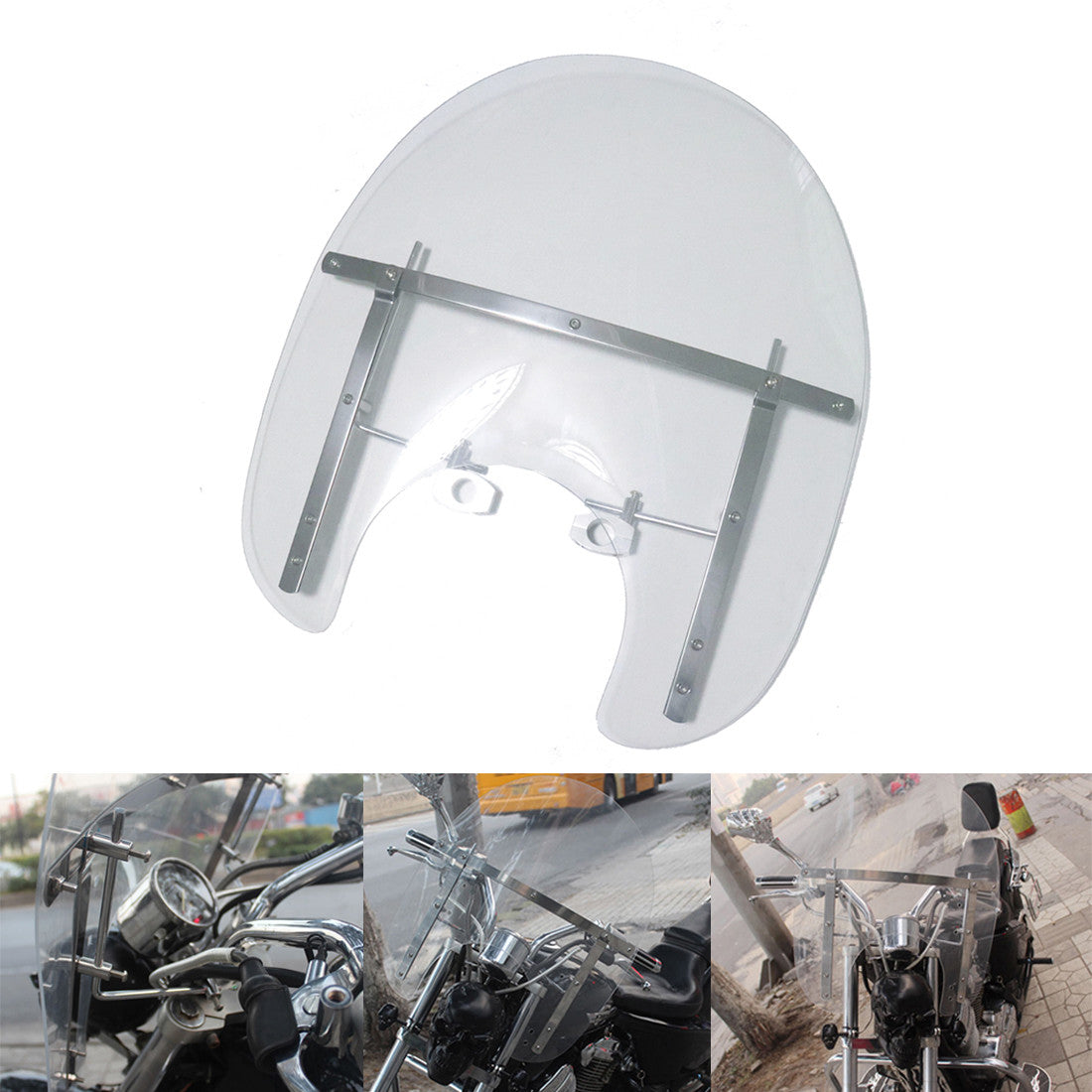 Motorcycle 7/81Handlebars Deflector Clear Windshield Windscreen for Harley Q