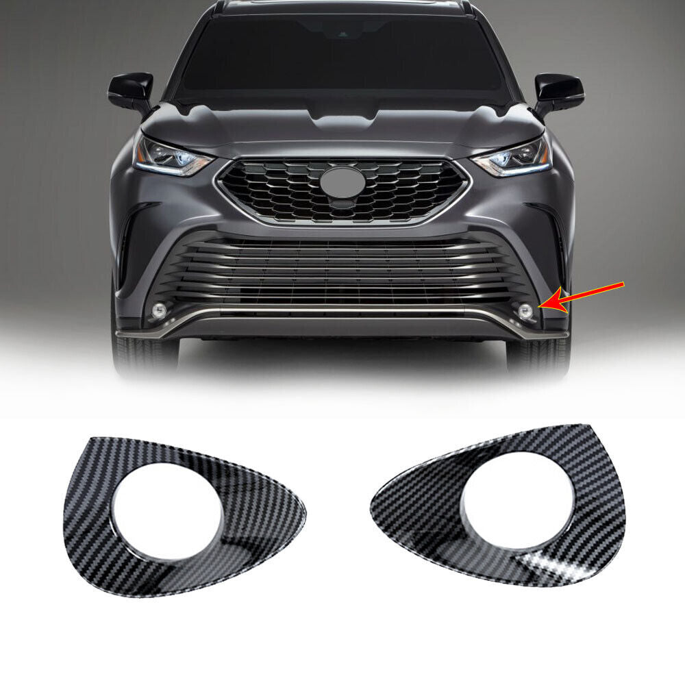 for Toyota Highlander XSE 2020-2023 Carbon Fiber Front Fog Light Cover Trim