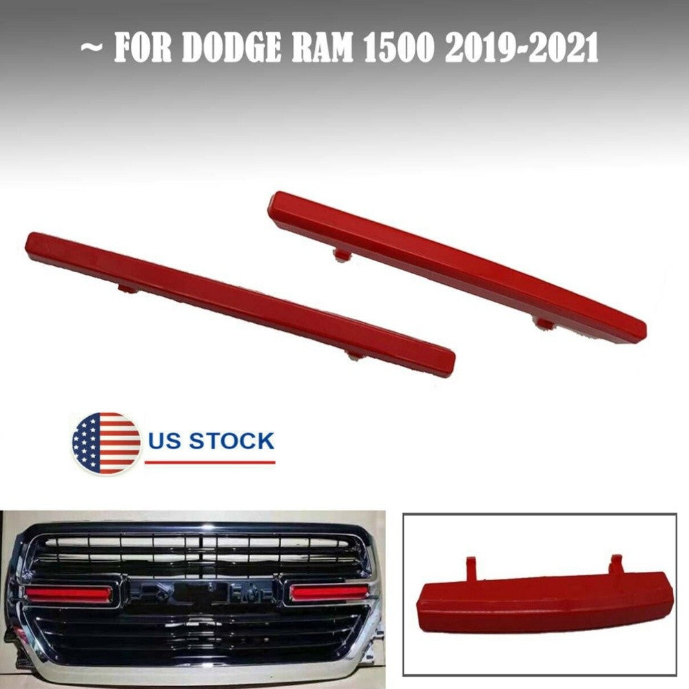 Pair for Dodge for Ram 1500 2019-2021 Red Front Grille Insert Cover Trim Accessories