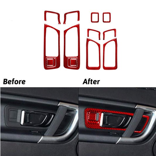 14x Red Carbon Fiber Door Pull Cover Trim for Land Rover Discovery Sport 2015-19