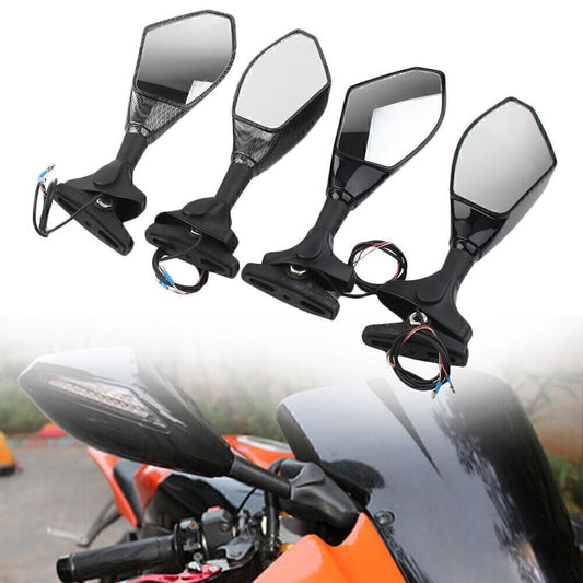 for Honda for Kawasaki for Yamaha YZF R6S Motorcycle LED Turn Signal Rearview Mirrors Q