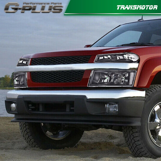 Fits 2004 - 2012 for GMC for Canyon /for Colora Black Housing Clear Corner Headlights - v