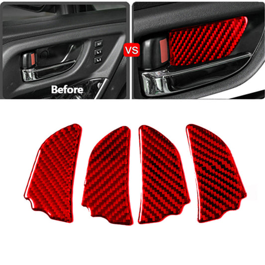 Red for Subaru Forester 2013-2018 Carbon Fiber Interior Door Handle Bowl Cover