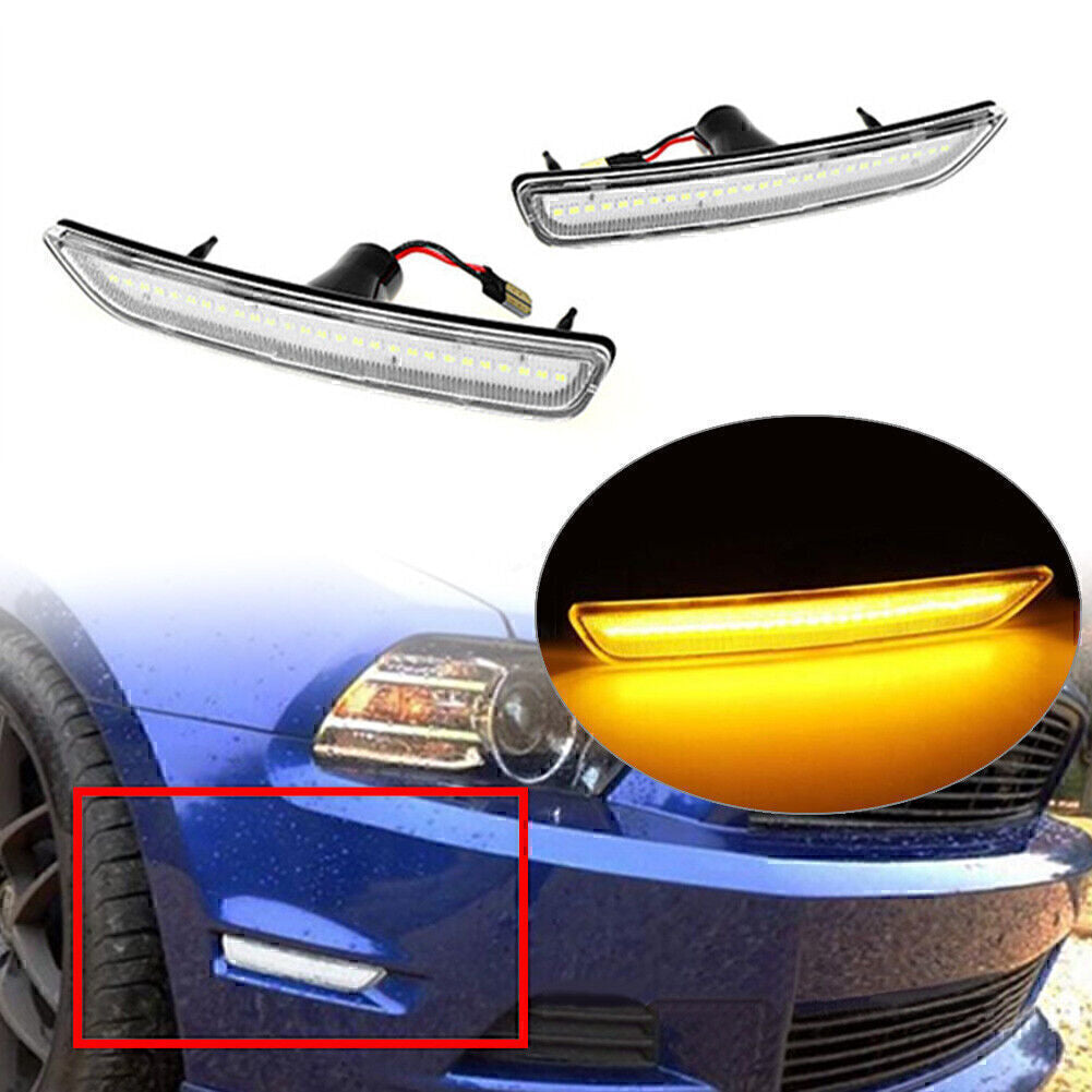 2x Car LED Front Side Marker Lights Fit 2010-2014 2011 2012 2013 for Ford for Mustang