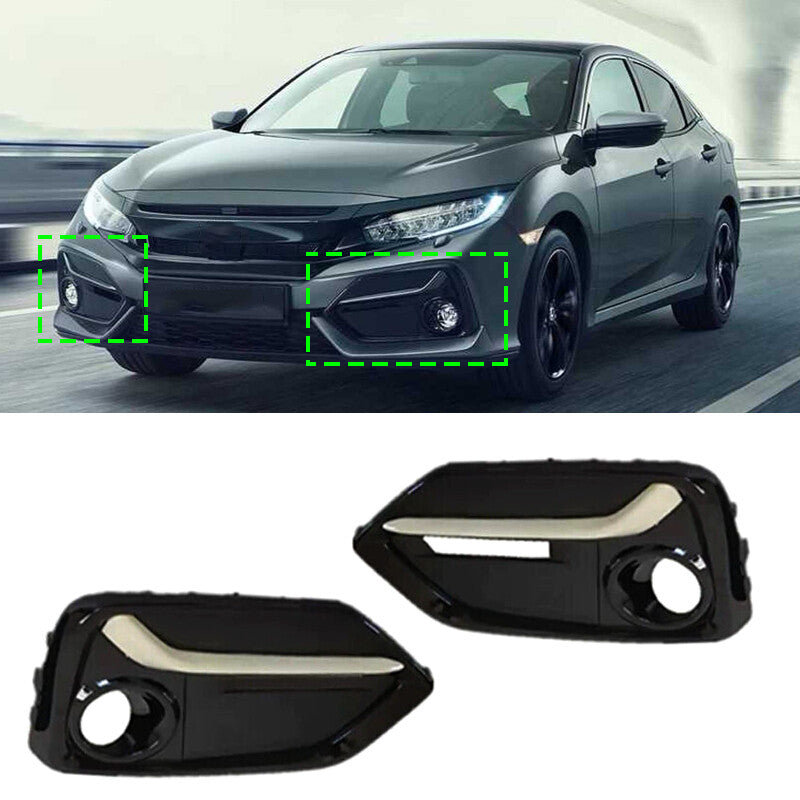 for Honda for Civic Hatchback 2020-2021 Pair Front Bumper Foglamp Trim Lid Bezel