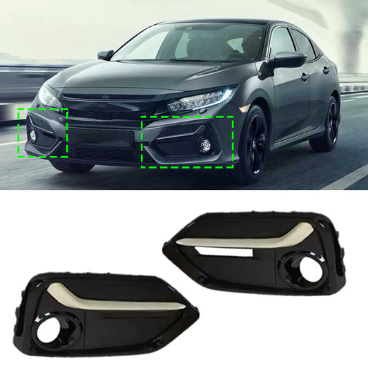 for Honda for Civic Hatchback 2020-2021 Pair Front Bumper Foglamp Trim Lid Bezel