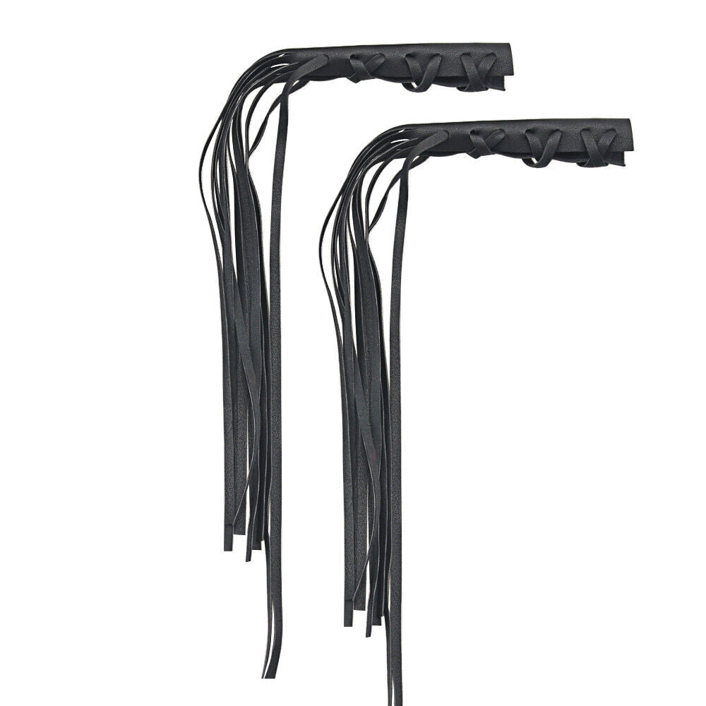 General Motors - Handlebars with long tassels, striped cover, leather motorcycle - n