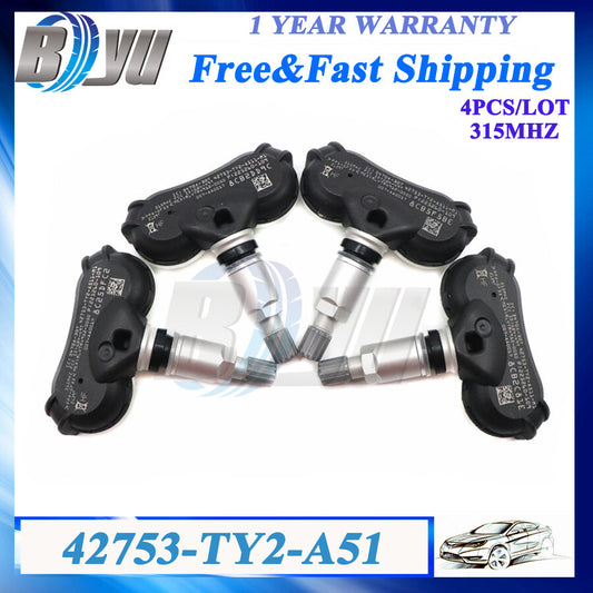 Set 4X TPMS Tire Pressure Monitoring System Sensors for Acura TL ZDX RLX 315Mhz