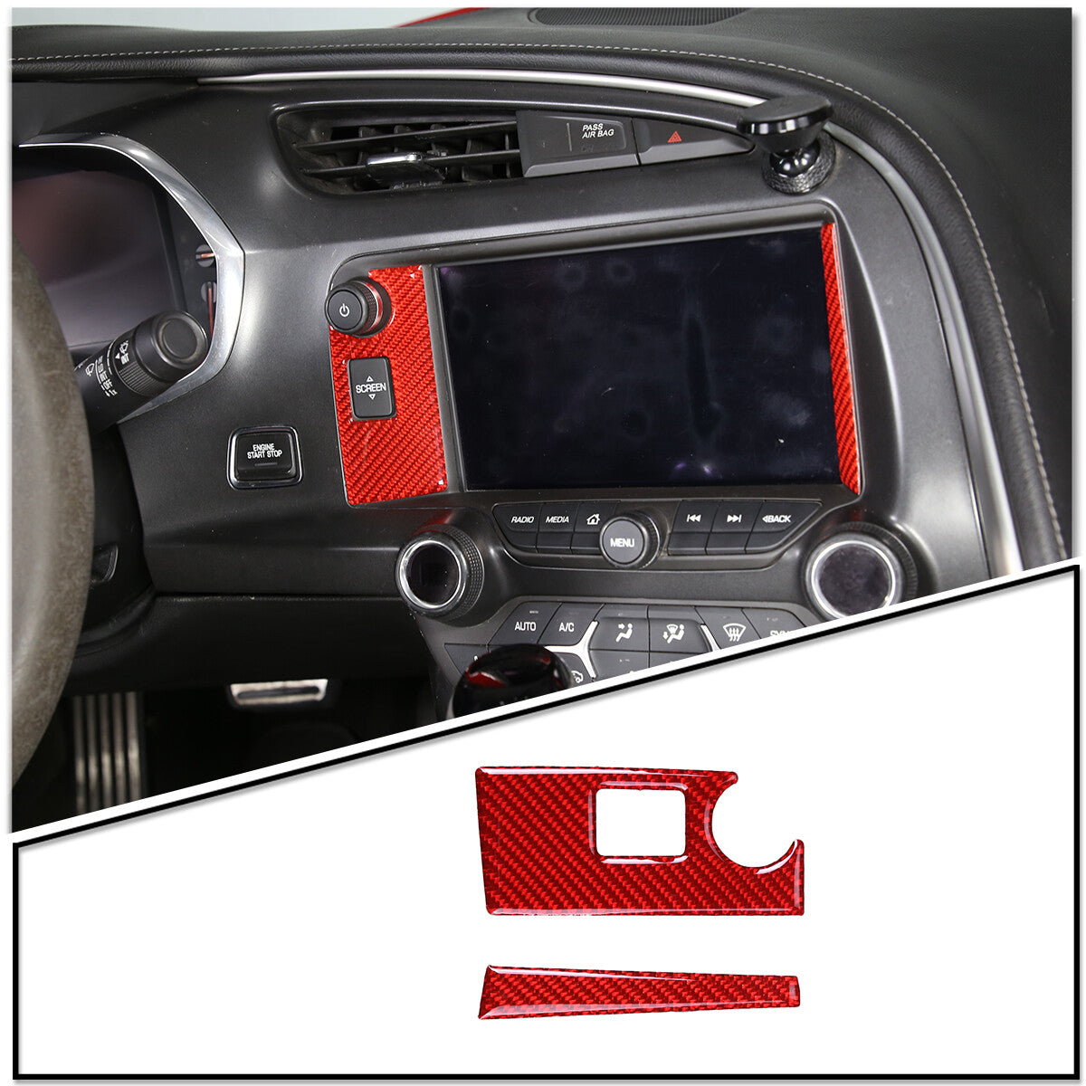 Red Carbon Fiber Steering Wheel Trim Ring Decal Border for Lotus EMIRA 2022-23- v