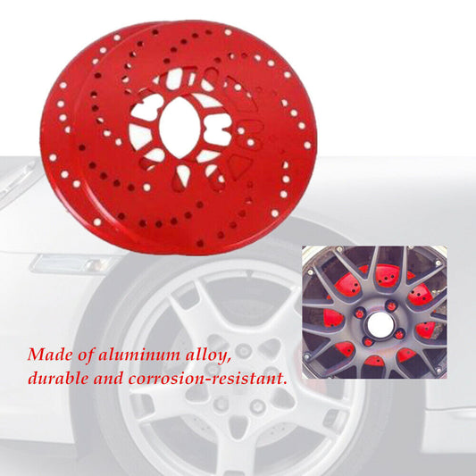 US 4PCS Car Aluminum Wheel Brake Disc Cover Decorative Rotor Cross Drilled Kit v