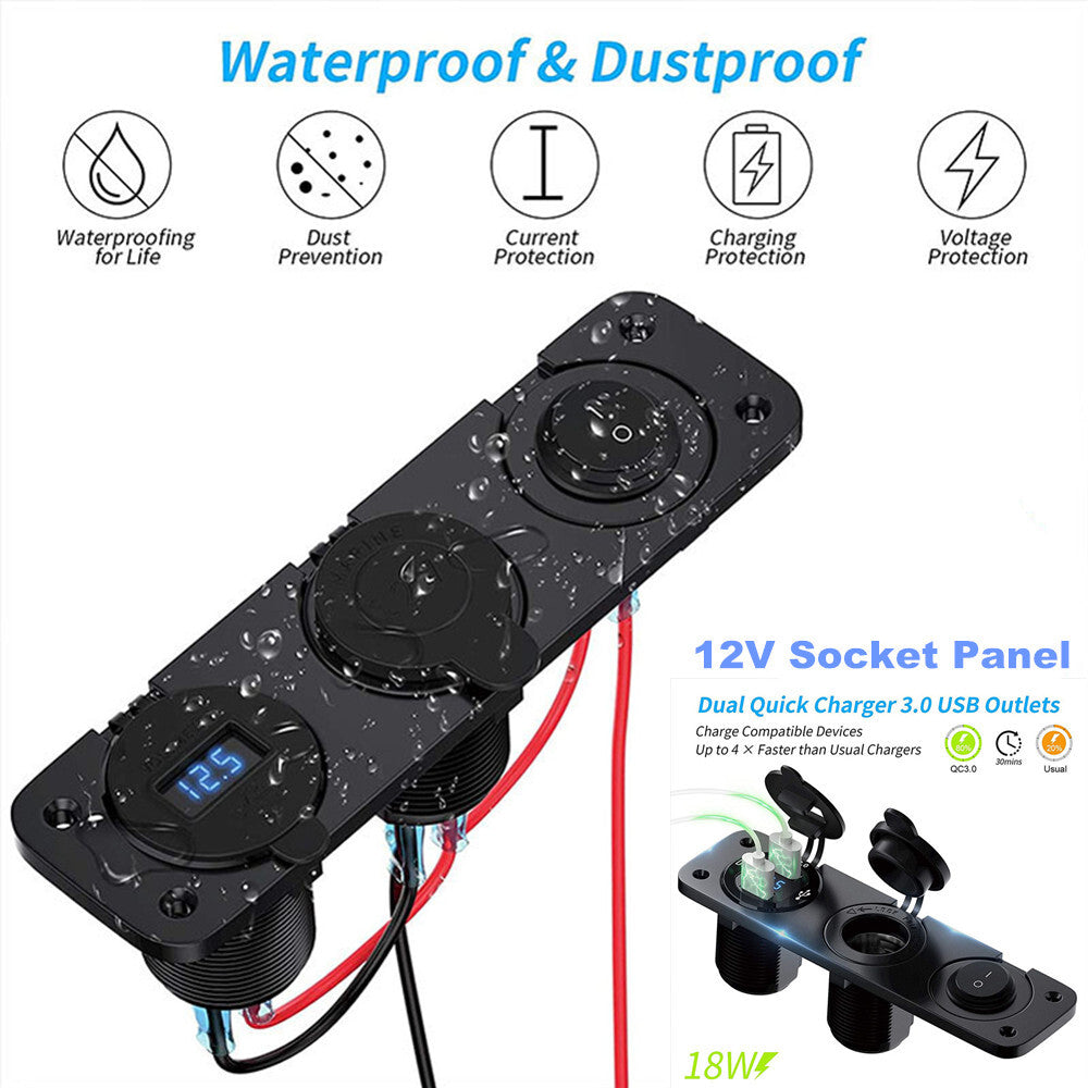 12V Cigarette Lighter Socket Dual USB Charger Power Adapter for Cars and Boats n