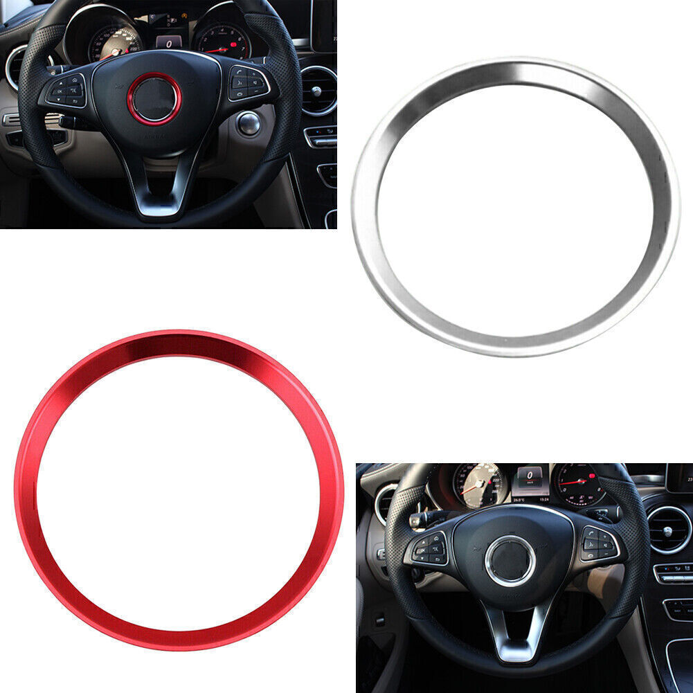 Silver Steering Wheel Center Decor Ring Logo Trim Fit for Mercedes-Benz C E CLA GLA