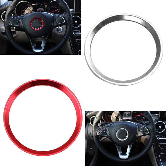 Silver Steering Wheel Center Decor Ring Logo Trim Fit for Mercedes-Benz C E CLA GLA