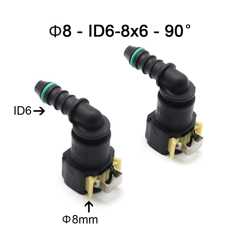 2PCS 8mm 8 ID6 8x6 90¡ã New Fuel Line Hose Pipe Quick Release Female Connector Q