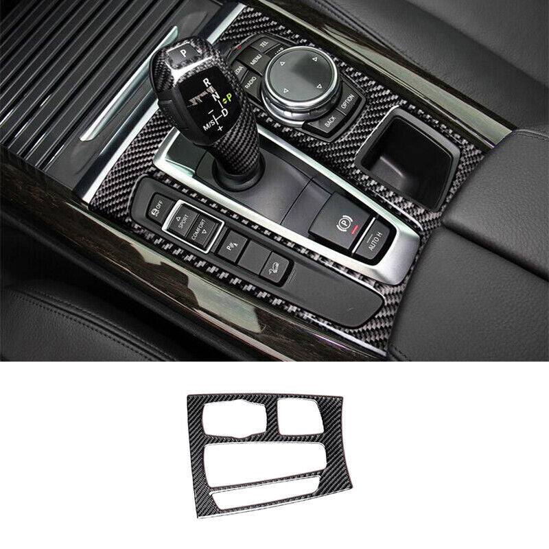 for BMW X5 F15 2014-18 Real Carbon Fiber Console Gear Shift Frame Cover Trim 1P