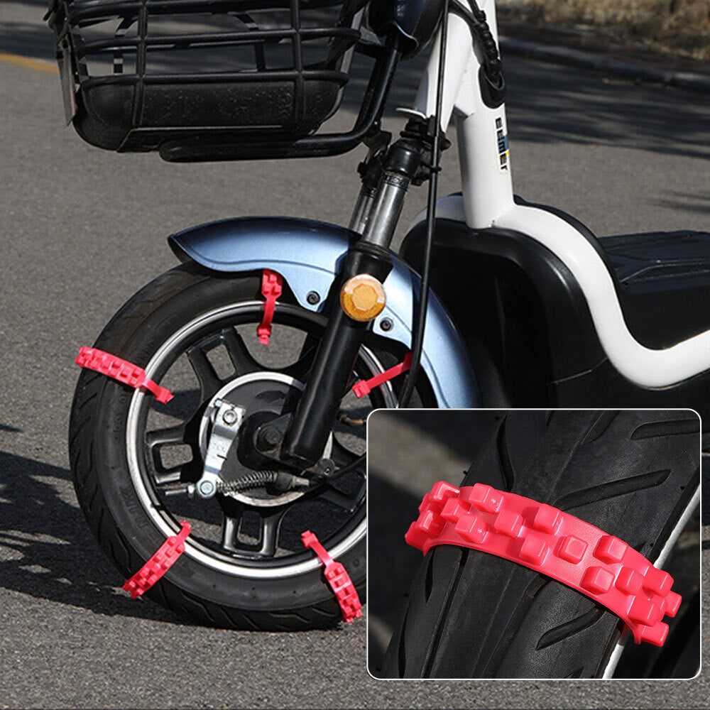 20x Red Motorcycle Scooter Wheels, Tires, Snow Chains, Winter Road Safety and Anti-Slip n