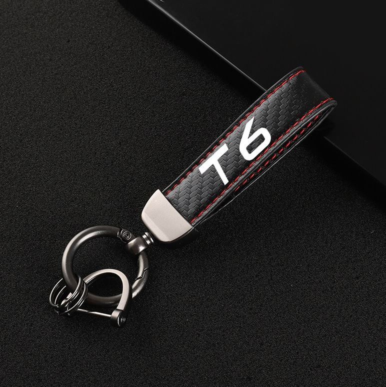 Suitable for T6 car keychains, key rings, key fobs, car accessories, black and red