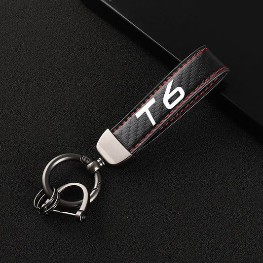 Suitable for T6 car keychains, key rings, key fobs, car accessories, black and red