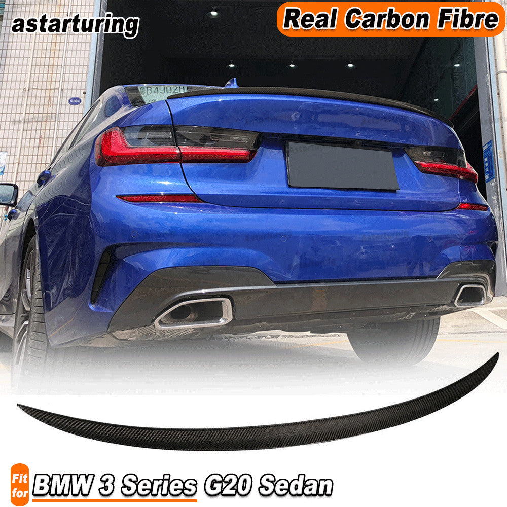 REAL CARBON Rear Trunk Spoiler Boot Wing Lip for BMW 3 Series G20 Sedan 2019-20
