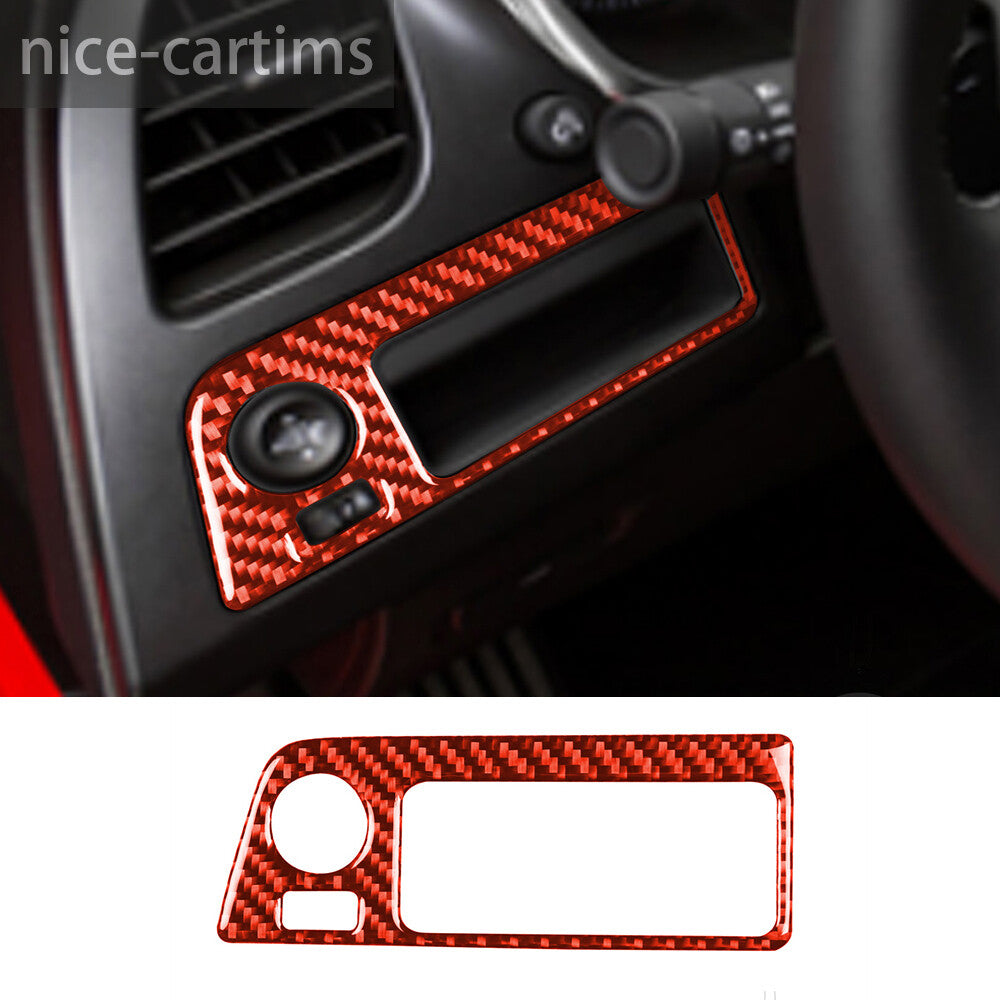 Red Carbon Fiber Headlight Switch Panel Trim for Chevrolet for Corvette C7 2014-2019