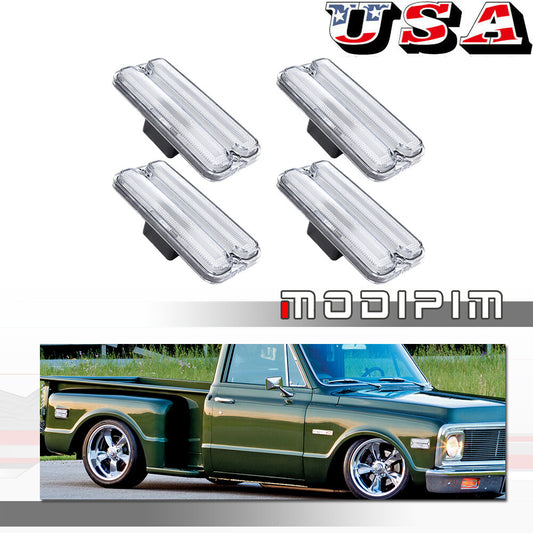 4-Piece Clear Front and Rear Marker Light Housings for 1968-1972 for Chevrolet for GMC Trucks