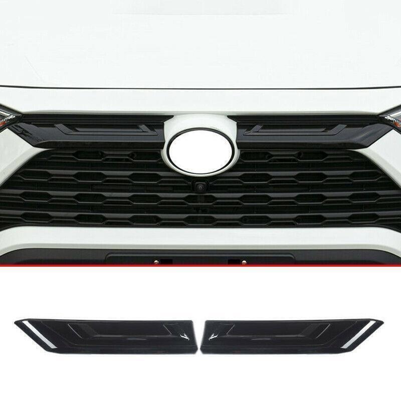 for Toyota Rav4 19-2023 Piano Black Front Engine Hood Panel Cover Trim Decor 2P