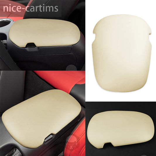 PU Leather Off White Center Console Armrest Box Cover for Ford for Mustang 2015-2023