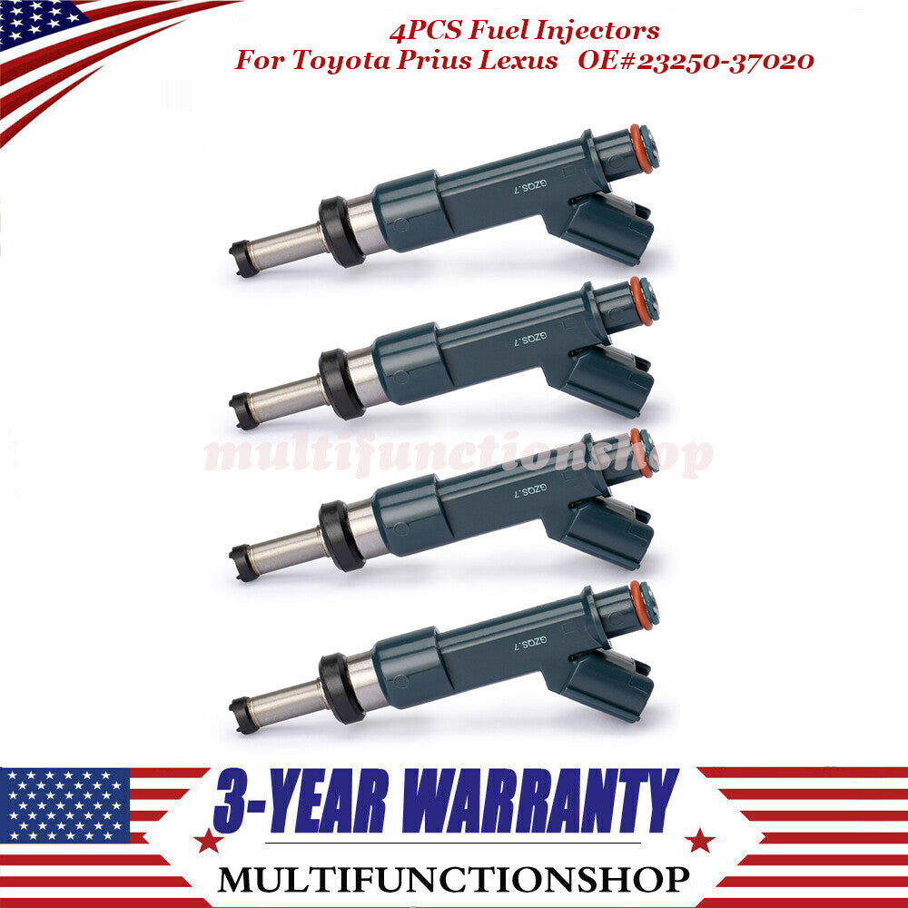 Set of 4 Fuel Injectors 23250-37020 for Toyota Prius for Lexus CT200h 2010-15 1.8L