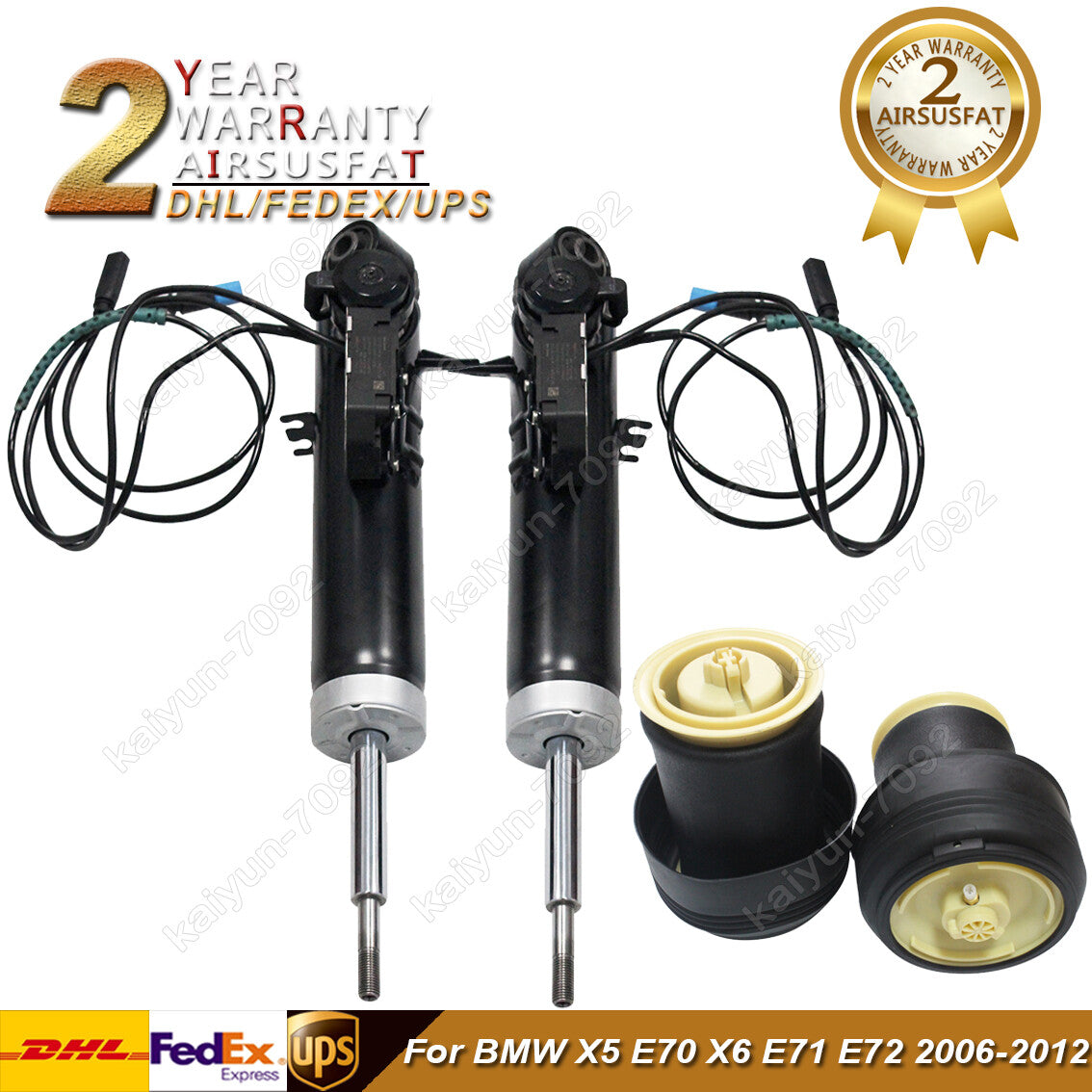 4x Rear Air Suspension Shock Strut + Air Spring Bags for BMW X5 E70 37126790078