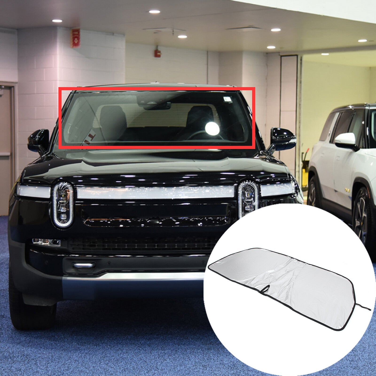 Foldable front and rear window windshield sunshade UV block for Rivian for R1T - n