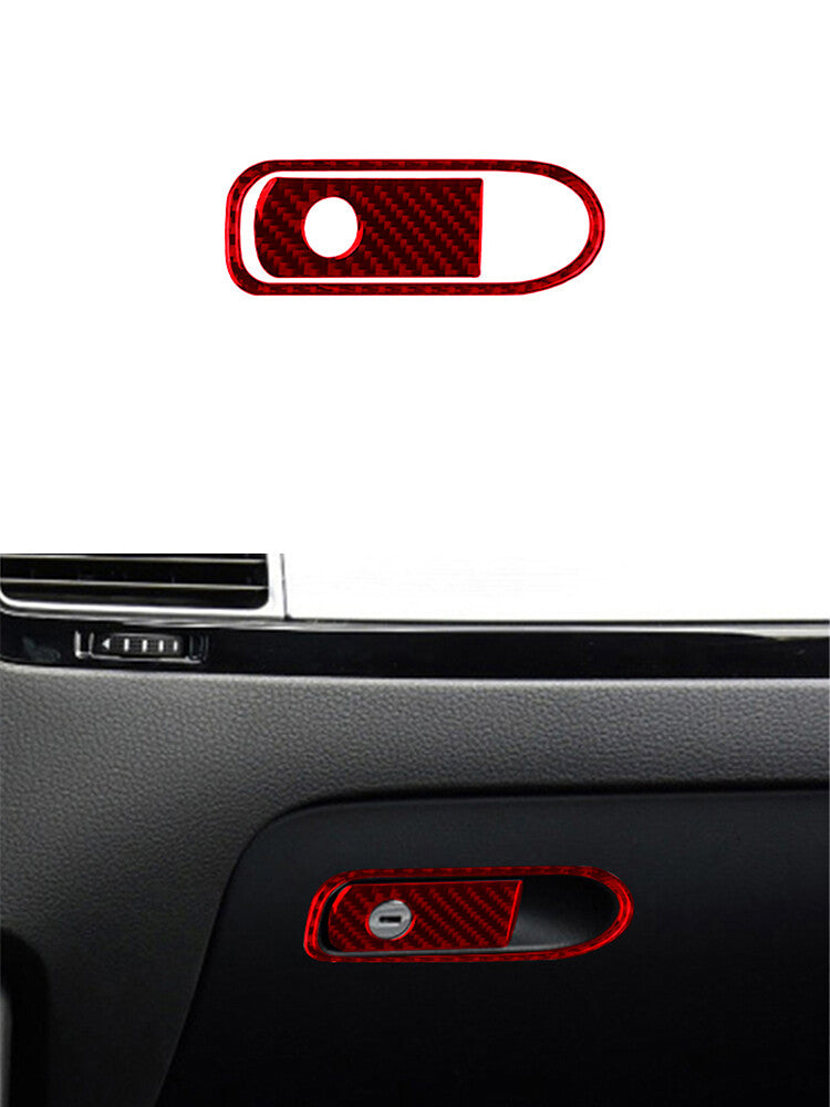 Red Front Passenger Storage Switch Trim Carbon Fiber for VW Touareg 2011-2018