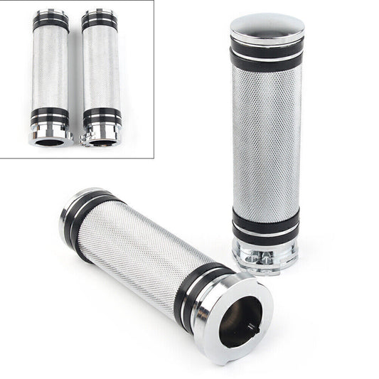 For Sportster Dyna Softail Touring V-Rod 1 Inch Chrome Handlebar Hand Grips Q