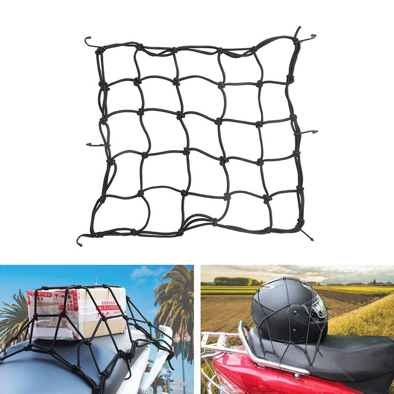 40*40CM Motorcycle Elasticated Luggag Cargo Net Strong Webbing Straps Tie Black Q