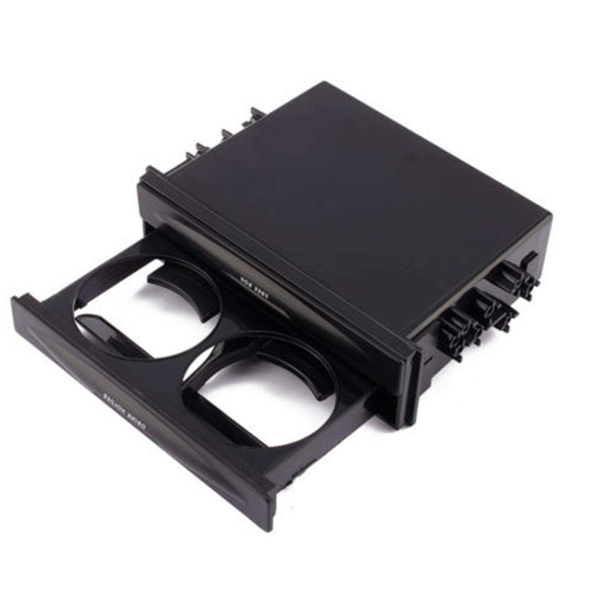Plastic beverage cup holder storage box for car dual DIN radio dashboard mounting - n