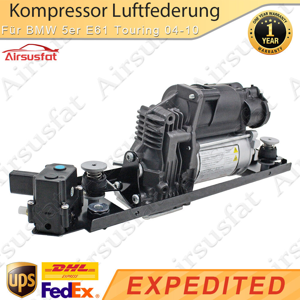 for BMW 5 Series E61 Touring 04-10 air suspension compressor with bracket + valve block