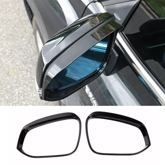 2X for Toyota for Corolla Cross 22-24 Piano Black Mirror Rearview Rain Eyebrow Trims
