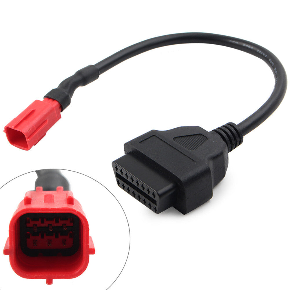 6 Pin to 16 Pin OBD2 Motorcycles Diagnostic Connectors Adapter Cable for Honda Q