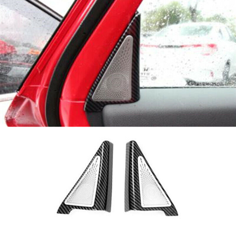 2PCS Carbon Fiber Rear Door Speaker Triangle Cover Trim for Honda for Civic 2022-24