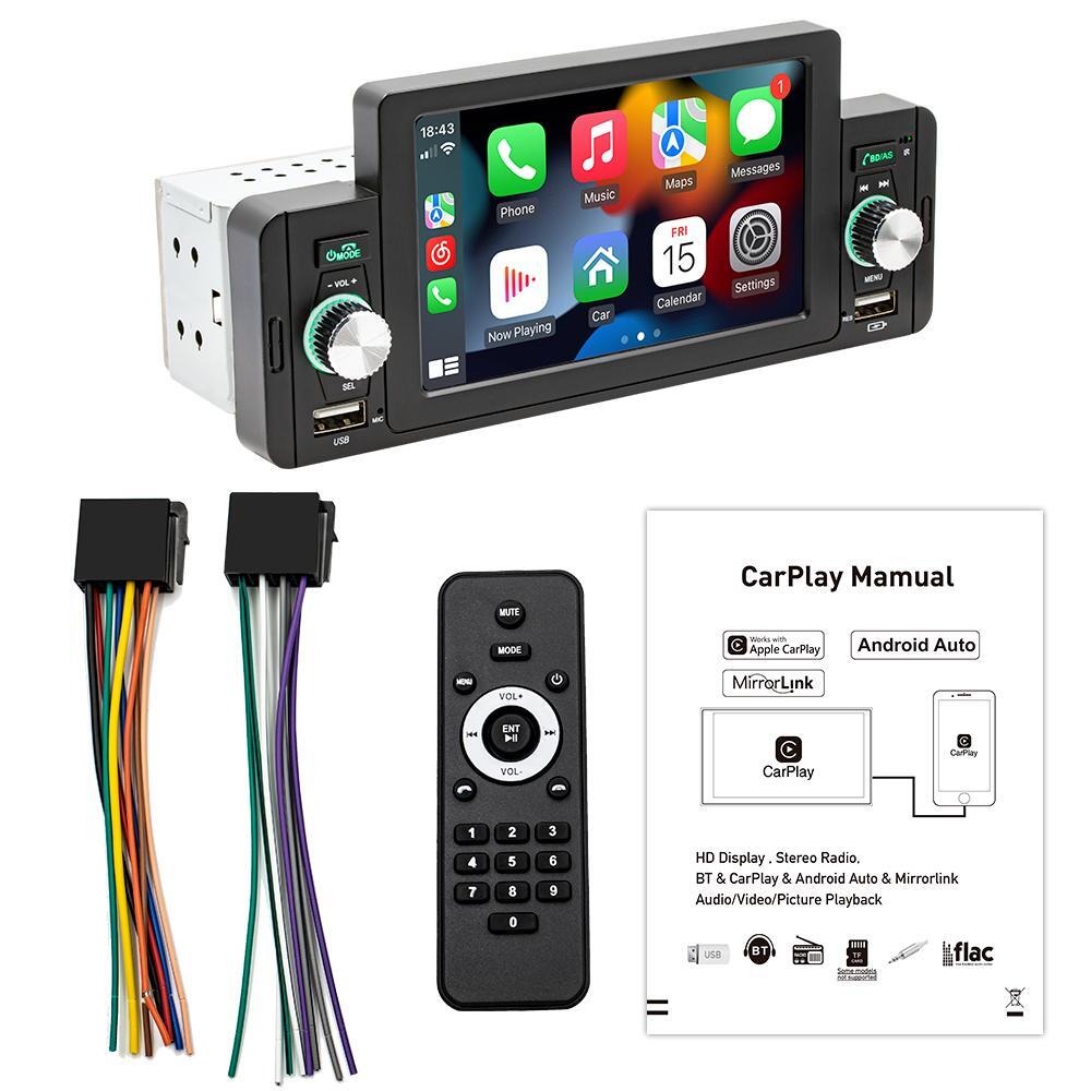 5-inch car stereo Bluetooth radio player with single-dial touchscreen CarPlay Android- n