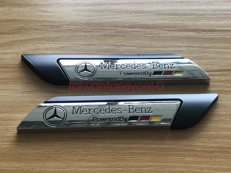 2 Metallic Black Fender Badge Decals for Mercedes-Benz