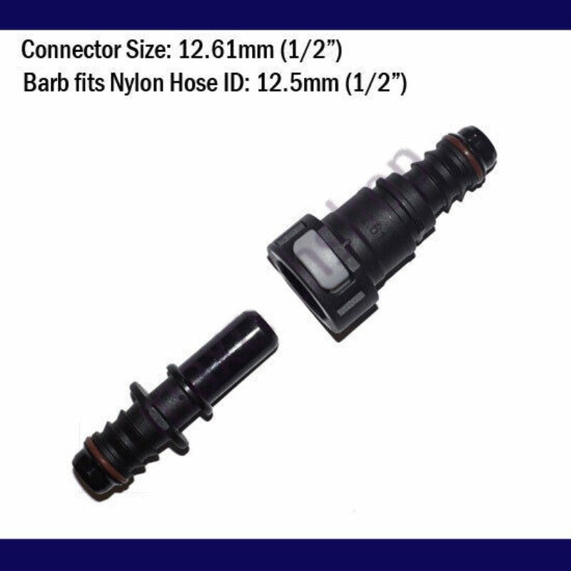 Quick Connect Disconnect 12.61mm 1/2 in Fuel Line ID 12mm 1/2 in Hose Barb Gas Q