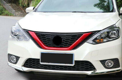 2016-2019 for Nissan Sentra Glossy Red Front Grill Molding Trim Strip Cover 1Pcs