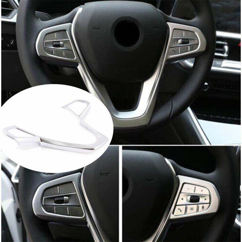 Matte Silver Car Steering Wheel Frame Cover Trim For Auto for BMW 5 Series G30 18-22